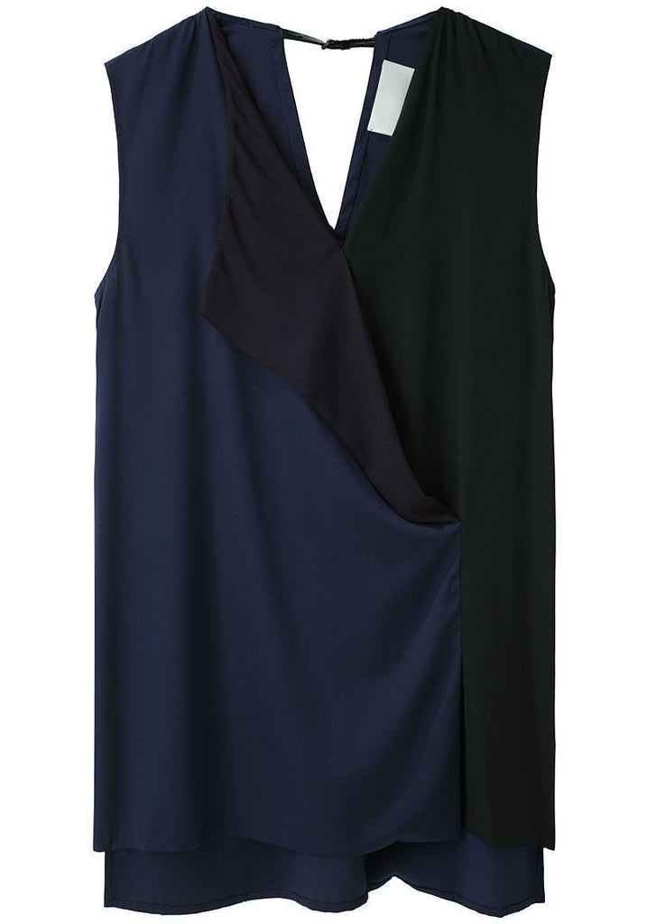 Lapel Sleeveless Blouse