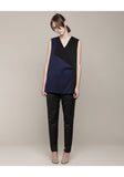 Lapel Sleeveless Blouse