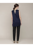 Lapel Sleeveless Blouse