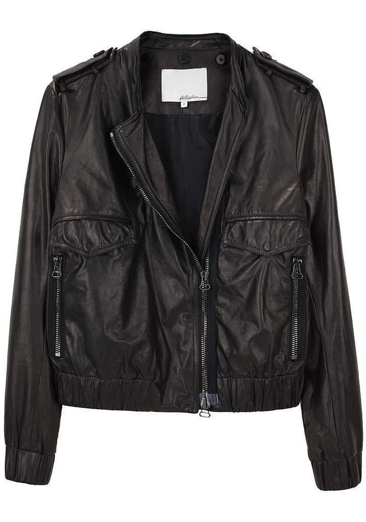 Leather Jacket w/ Trench Collar