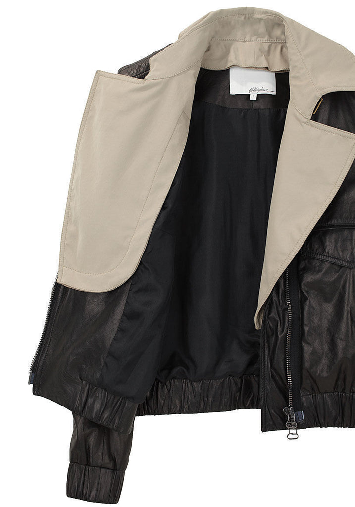 Leather Jacket w/ Trench Collar