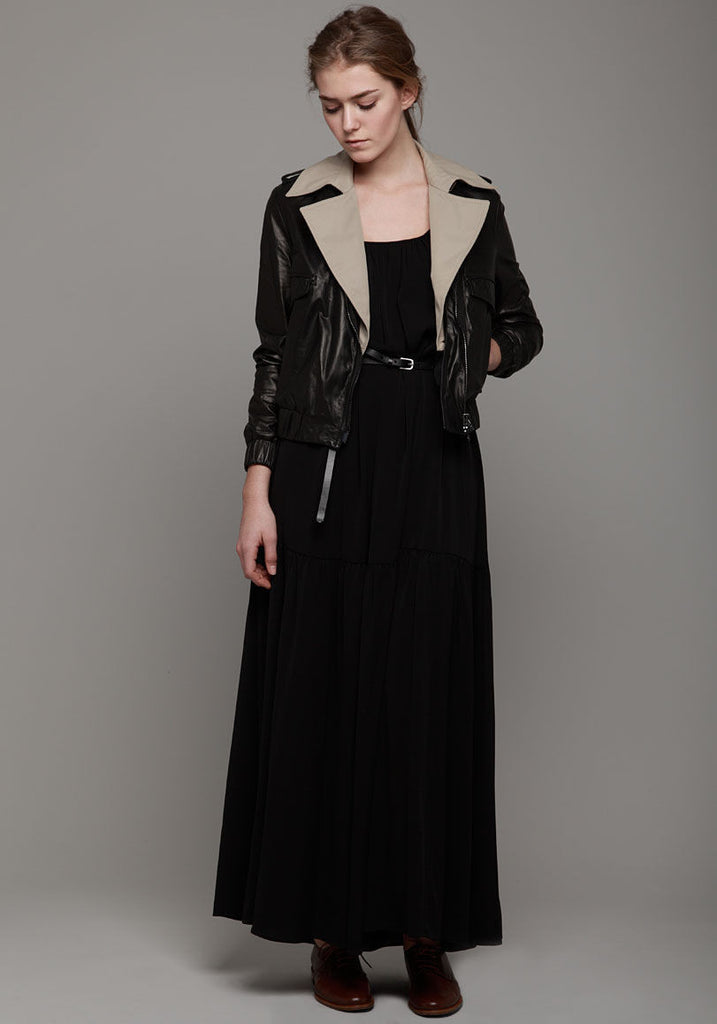 Leather Jacket w/ Trench Collar