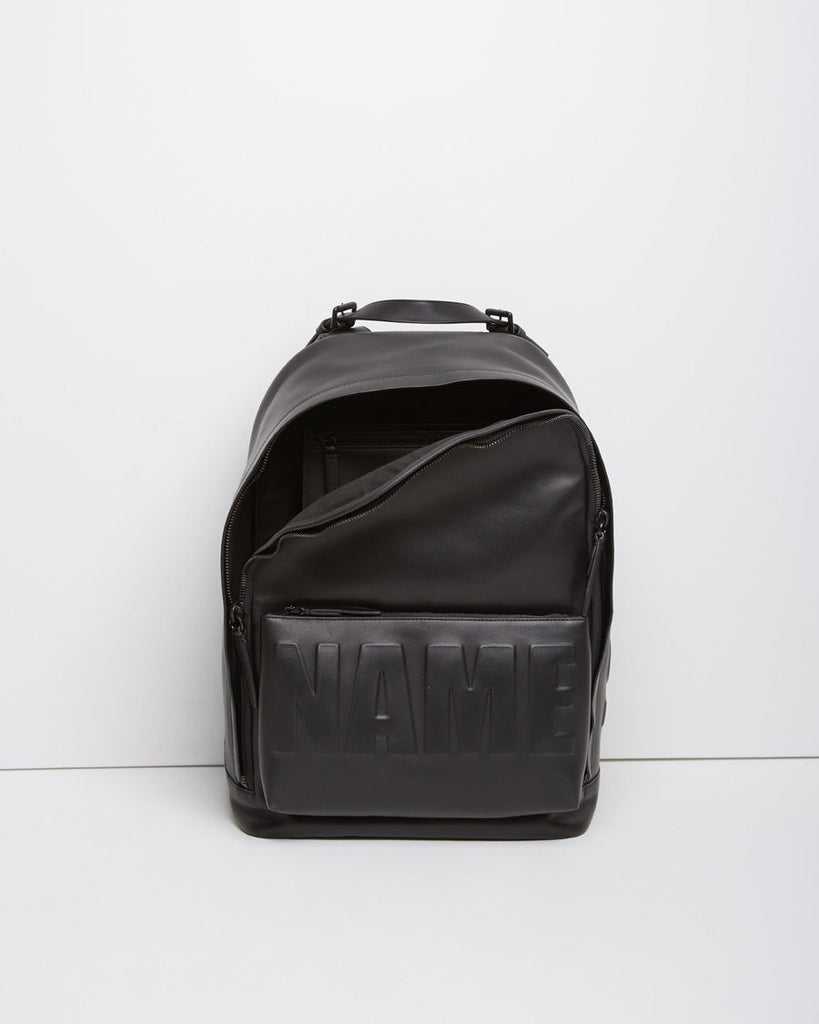 Leather Name Drop Backpack
