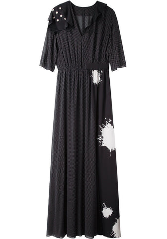 Mixed Print Silk Dress