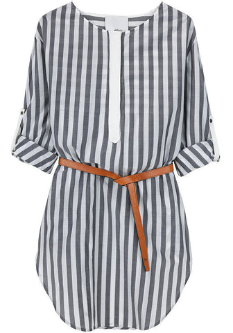 Rolled Sleeve Henley Tunic