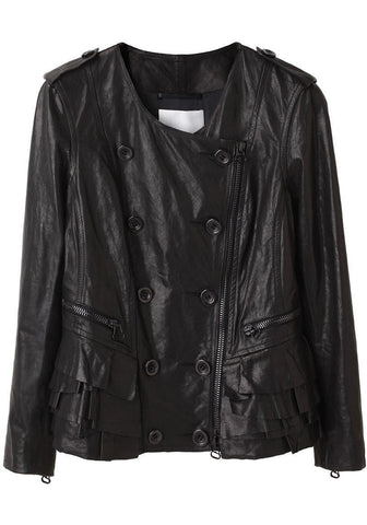 Ruffled Leather Jacket