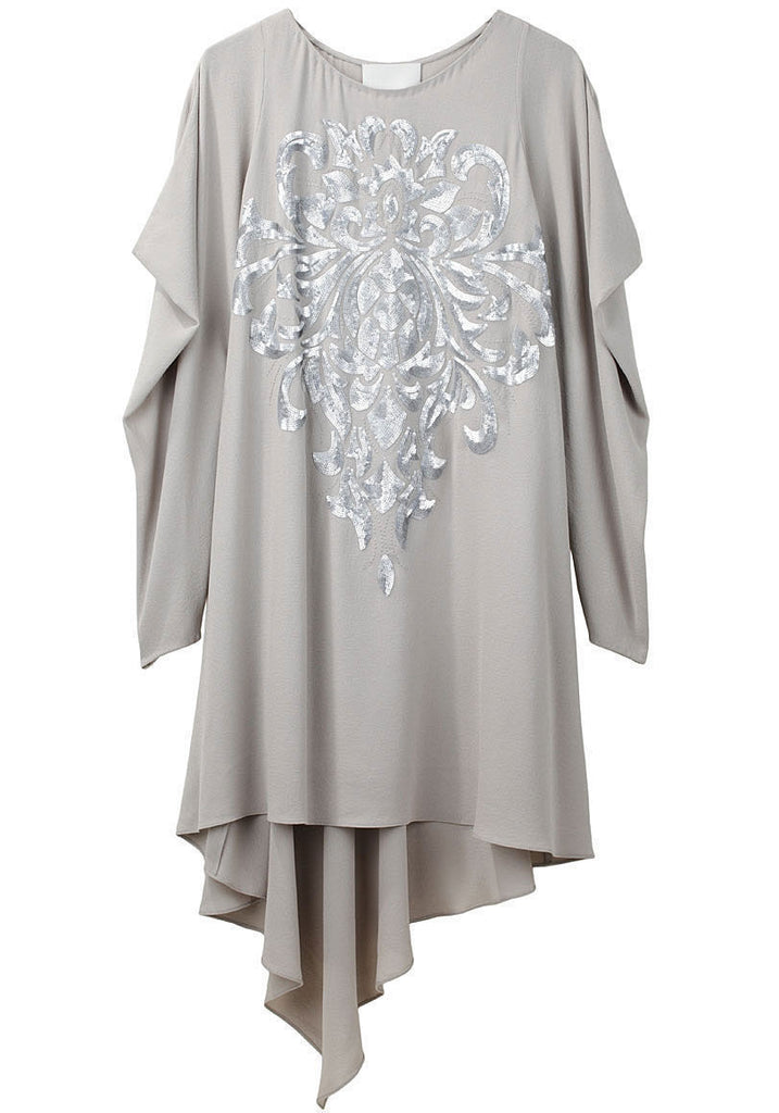 Sequin Embroidered Draped Dress