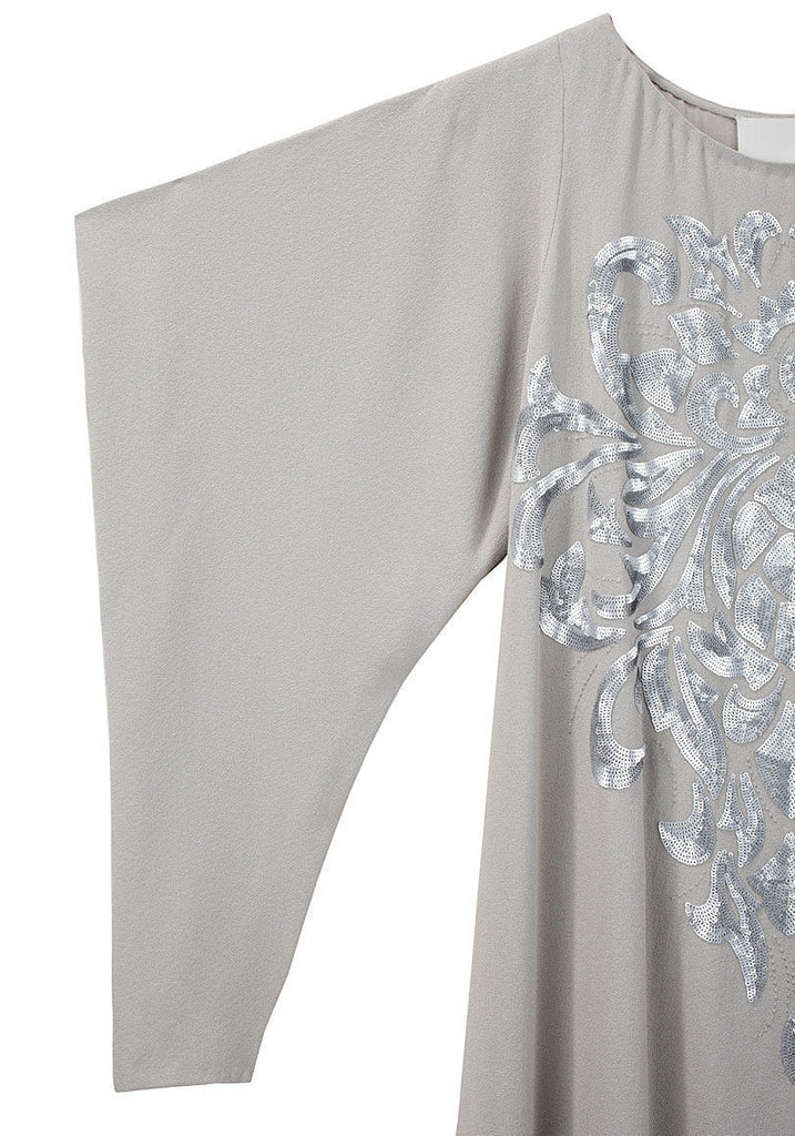 Sequin Embroidered Draped Dress