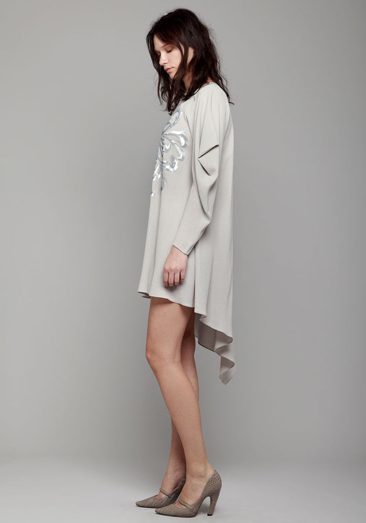 Sequin Embroidered Draped Dress