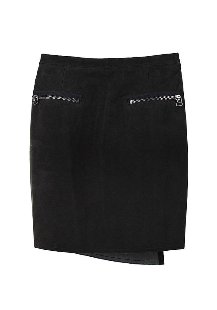 Suede Faux Wrap Skirt