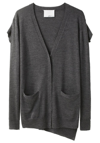 V-Neck Cardigan w/ Flounce Detail
