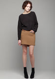 Wool Crepe Faux Wrap Skirt
