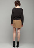 Wool Crepe Faux Wrap Skirt