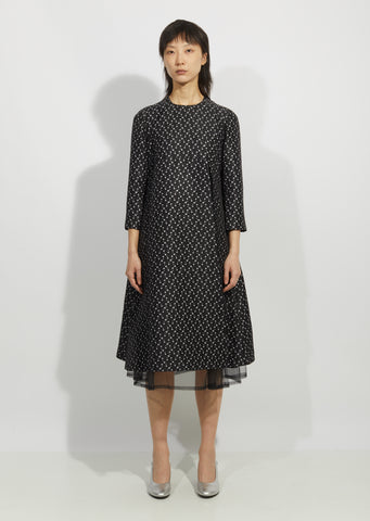 Floral Jacquard Tulle Inset Dress