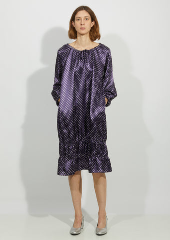 Polyester Satin Polka Dot Garment Washed Dress