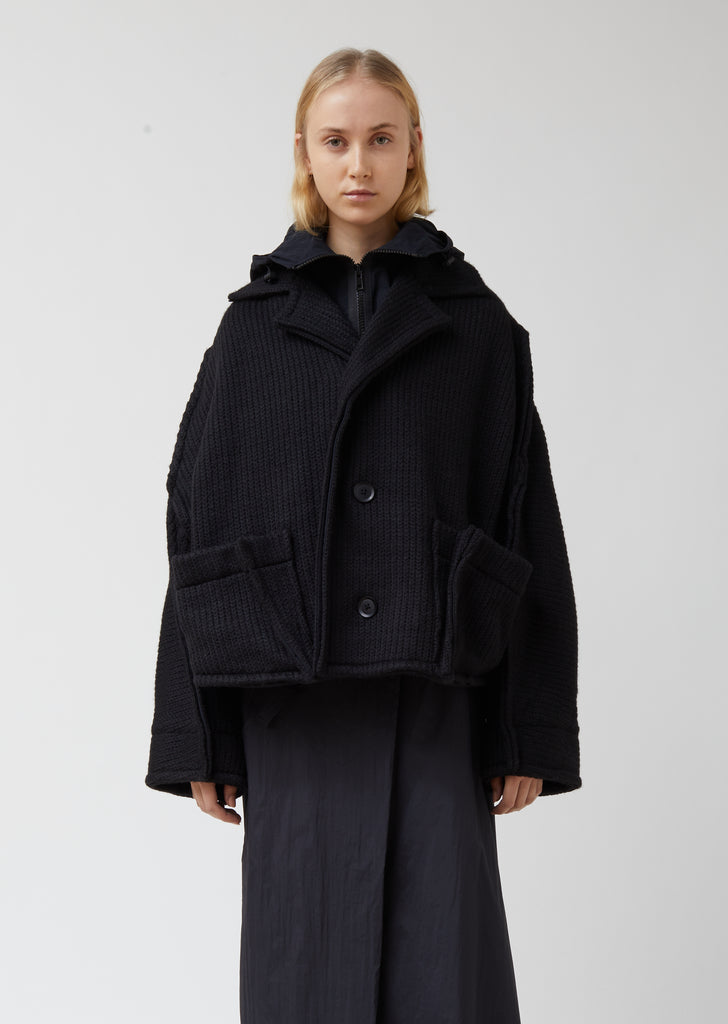 W Knit-nylon Hooded Jacket