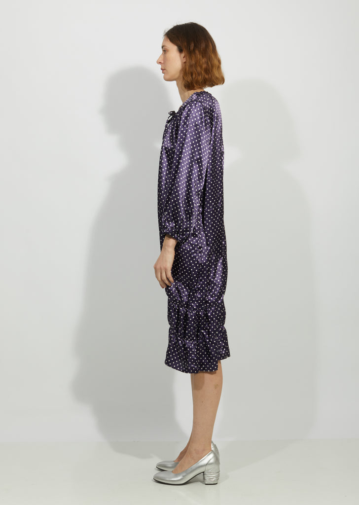 Polyester Satin Polka Dot Garment Washed Dress