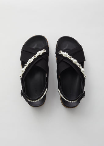 Cross Strap Sandal Espadrille Flatform w/ Beading