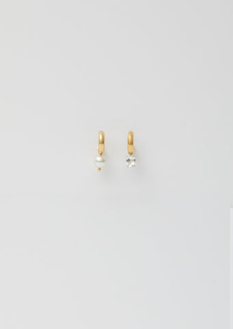 Pearl & Crystal Mixed Drop Mini Hoop Earring
