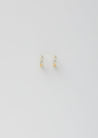 Pearl & Crystal Stud Mini Hoop Earring