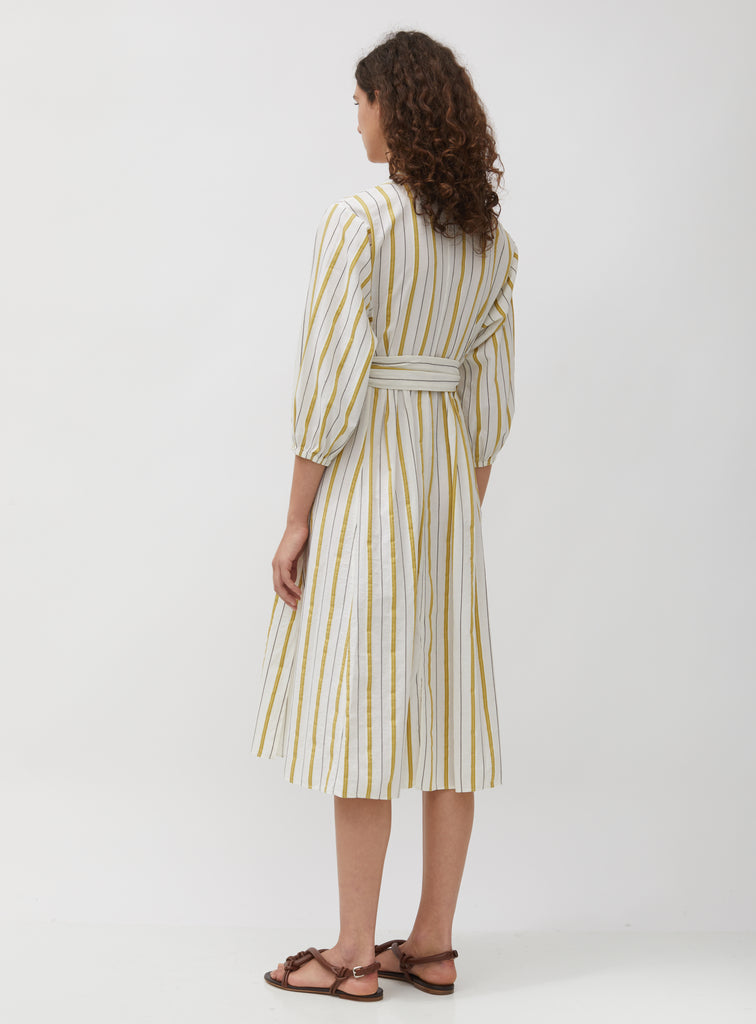 Striped Cotton & Linen Voile Dress