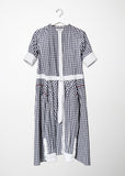 Collarless Gingham Shirtdress