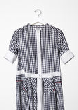 Collarless Gingham Shirtdress