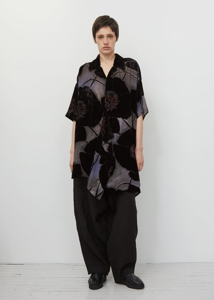 Open Collar Plush Cloth Blouse