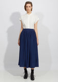 Wavy Rayon Side Slit Gathered Skirt
