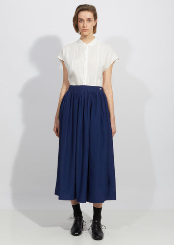 Wavy Rayon Side Slit Gathered Skirt