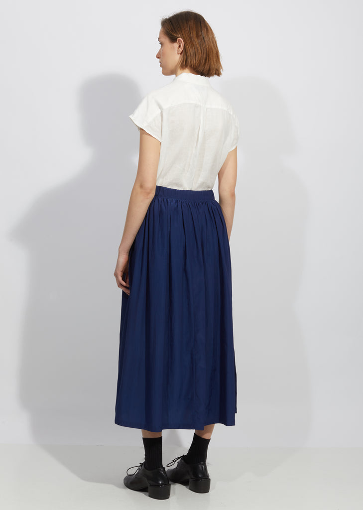 Wavy Rayon Side Slit Gathered Skirt