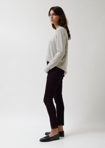 Purple Velvet Mini Skinny Pants