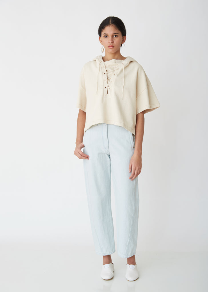 Hooded Lace-Up Sweatshirt