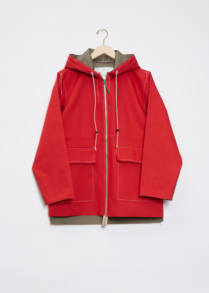 Hooded Rain Jacket - XXS / Red / Kaki