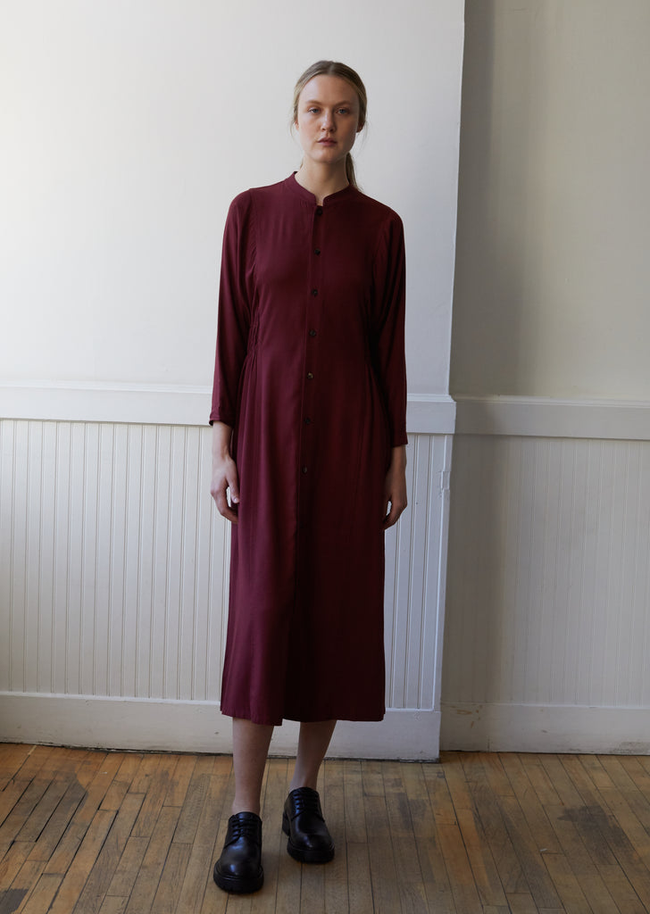 Women Rayon Twill Gathered Waist Shirt Dress