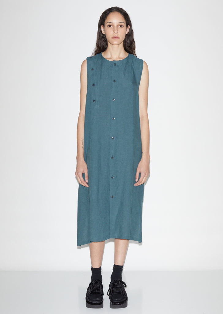 S-Asymmetrical Button Dress