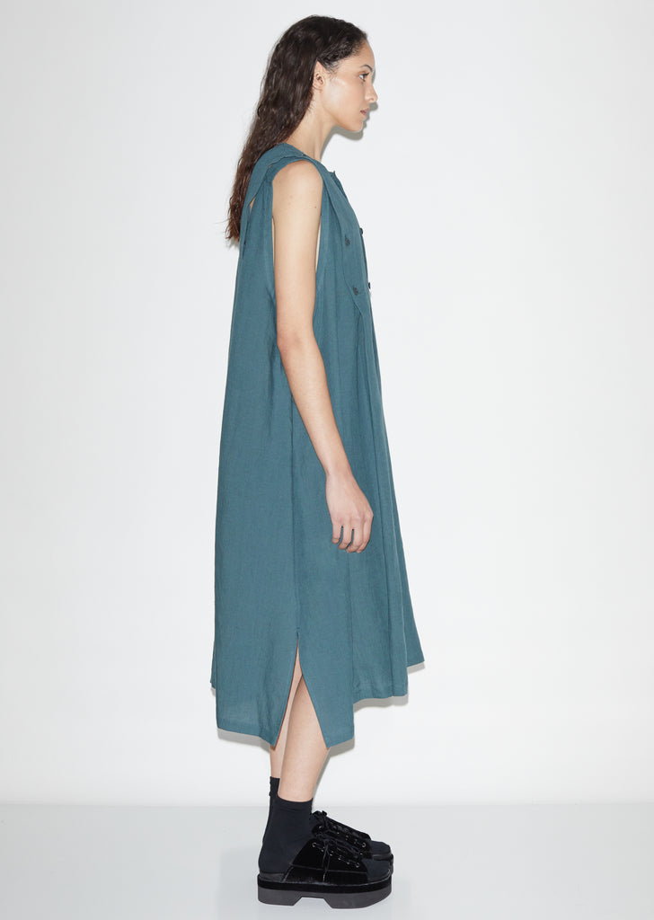 S-Asymmetrical Button Dress