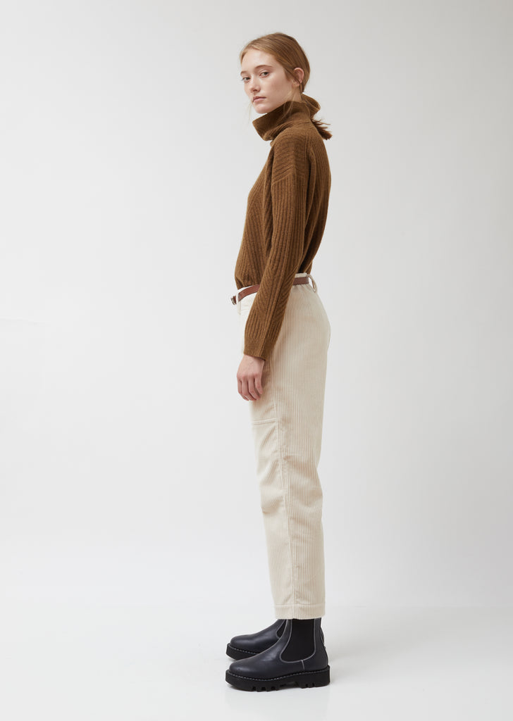 Porter Straight Pants in White Corduroy
