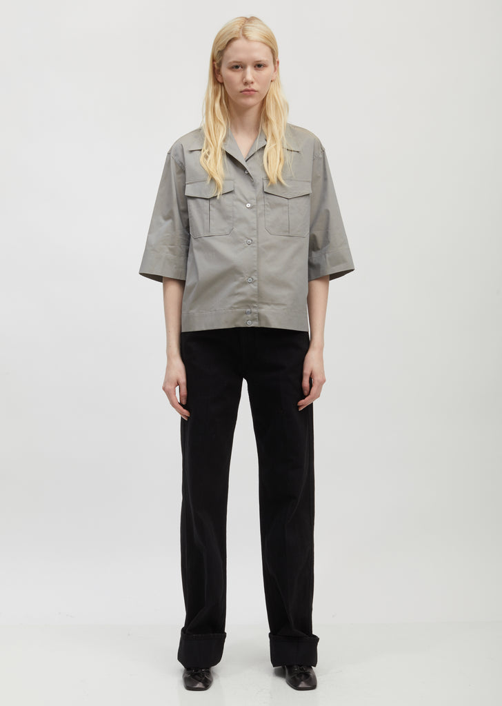 Poplin Cotton Short Sleeve Shirt