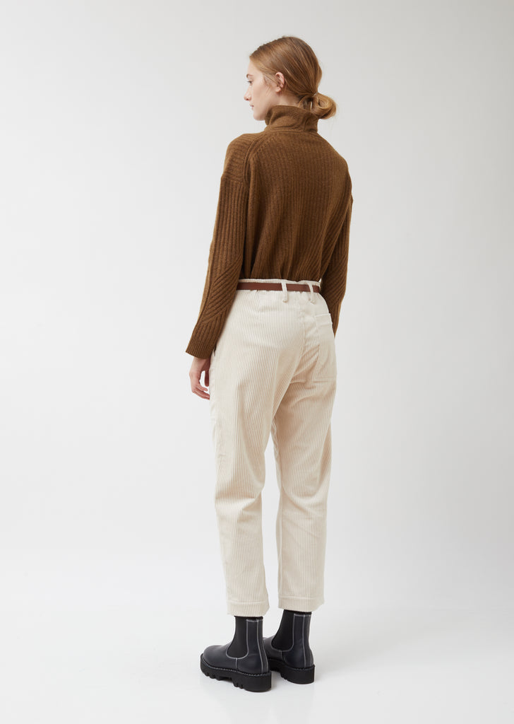Porter Straight Pants in White Corduroy
