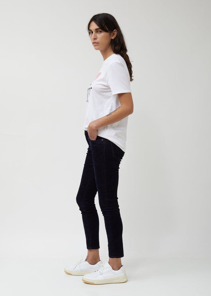 Navy Velvet Mini Skinny Pants