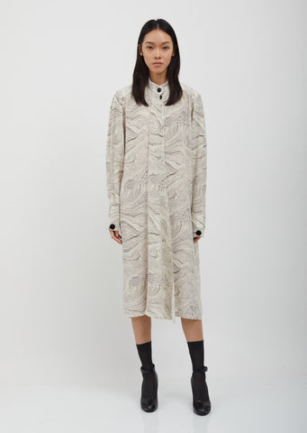 Wood Marble Silk Print Tie Dress