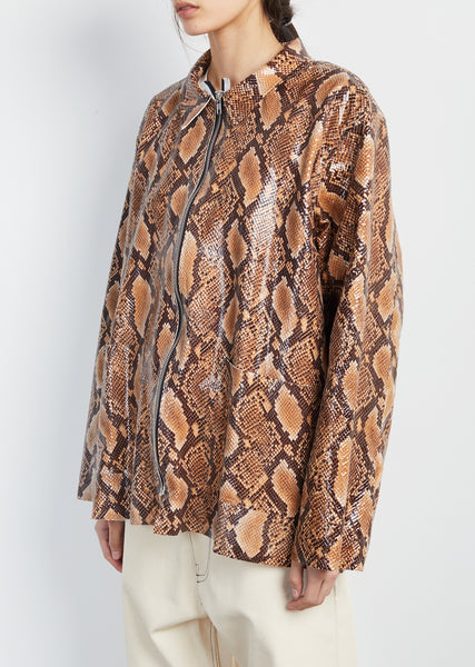 美品　gibous belt snake jacket L Men's Hendrix Light Brown Python Biker Jacket