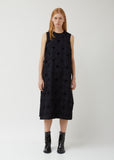 Flower Pattern Cut Float Jacquard x Nylon Tulle Dress