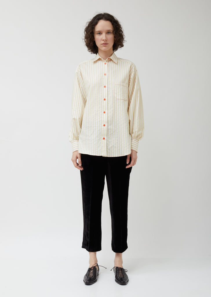 Emanuela Stripe Cotton Puff Sleeve Shirt