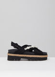 Cross Strap Sandal Espadrille Flatform w/ Beading