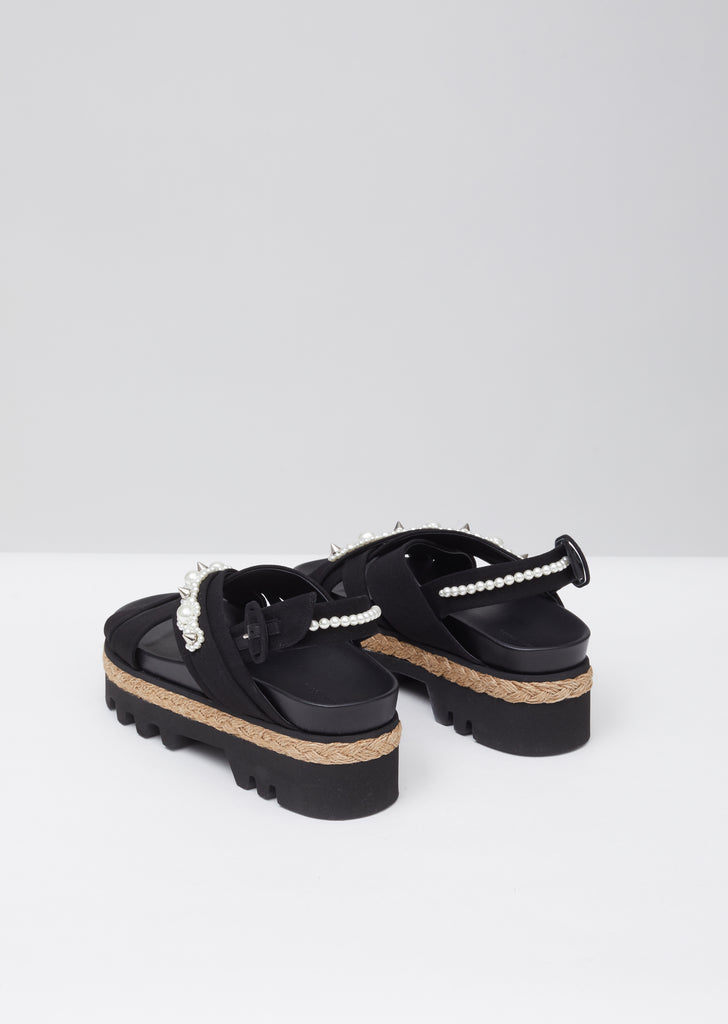 Cross Strap Sandal Espadrille Flatform w/ Beading