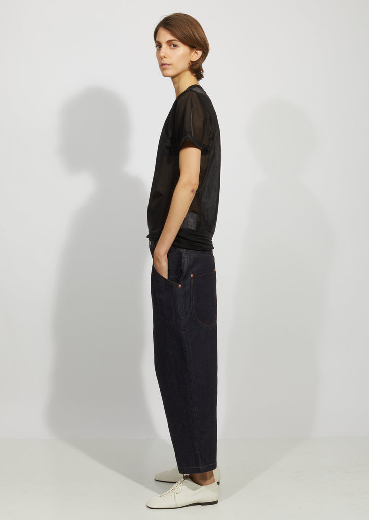 Cotton Denim Curved Jeans