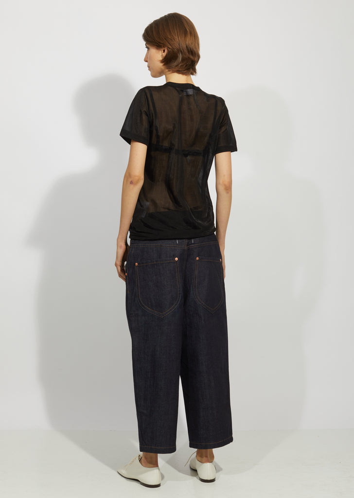 Cotton Denim Curved Jeans