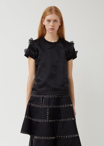 Cotton Ponte x Polyester Organdy Top